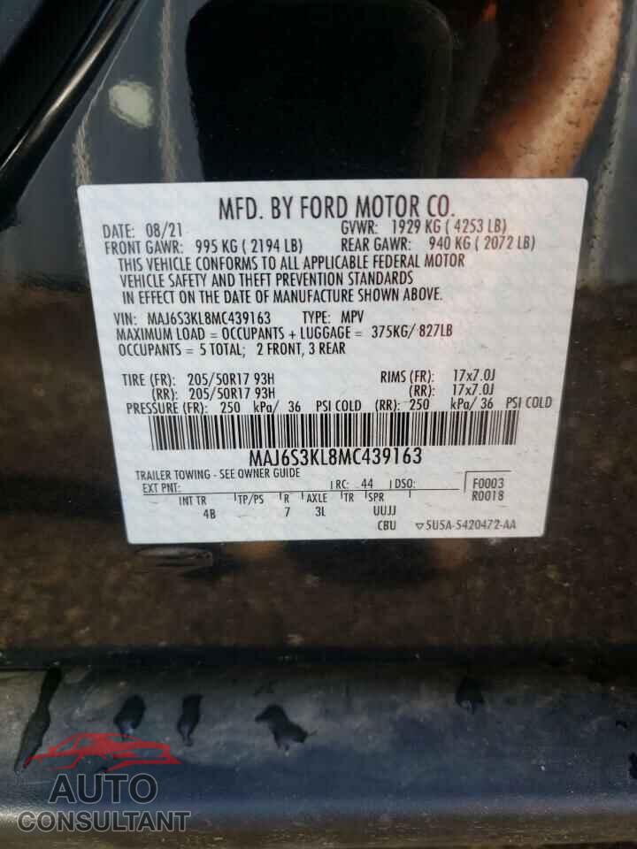 FORD ECOSPORT 2021 - MAJ6S3KL8MC439163