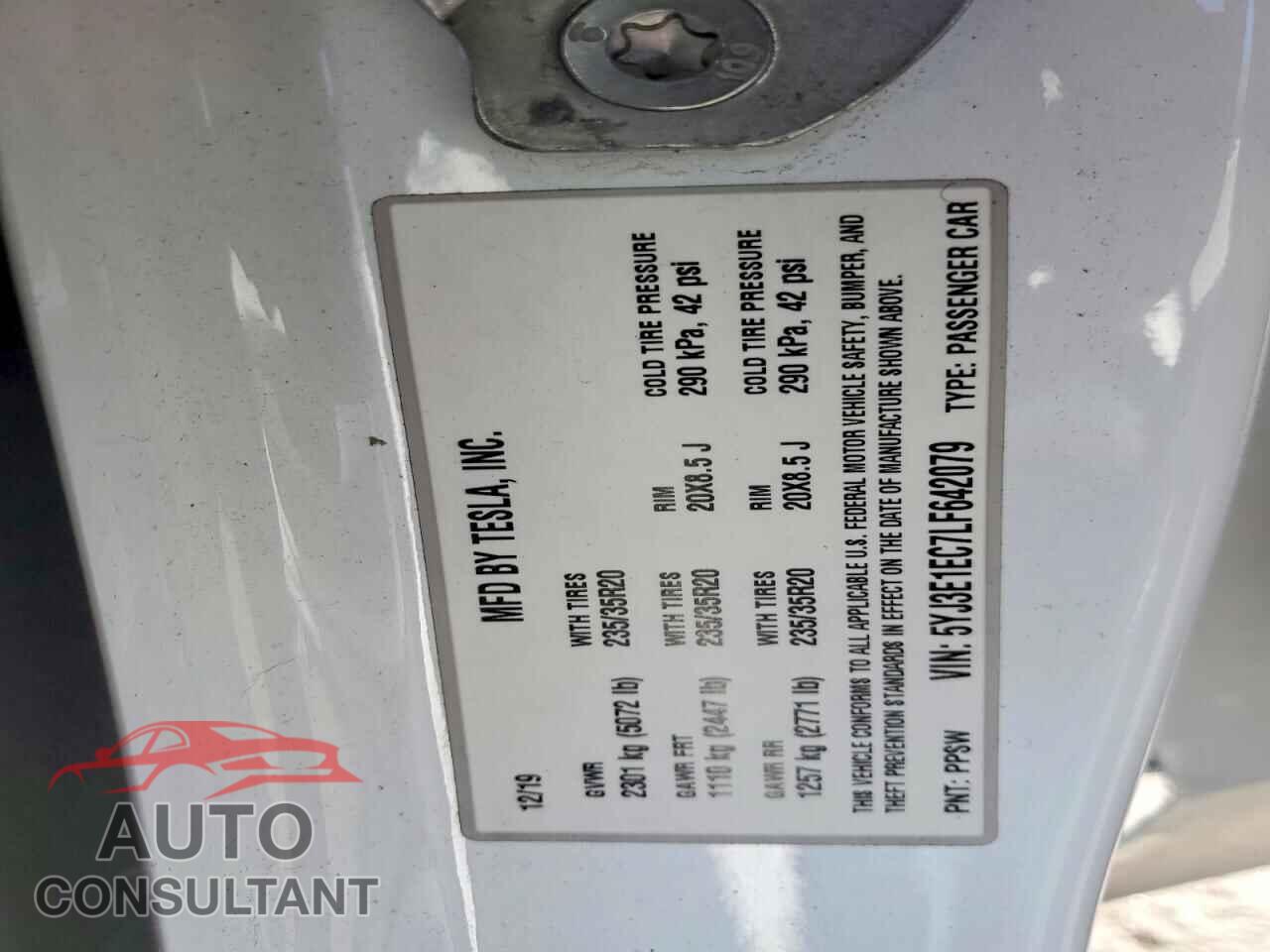 TESLA MODEL 3 2020 - 5YJ3E1EC7LF642079