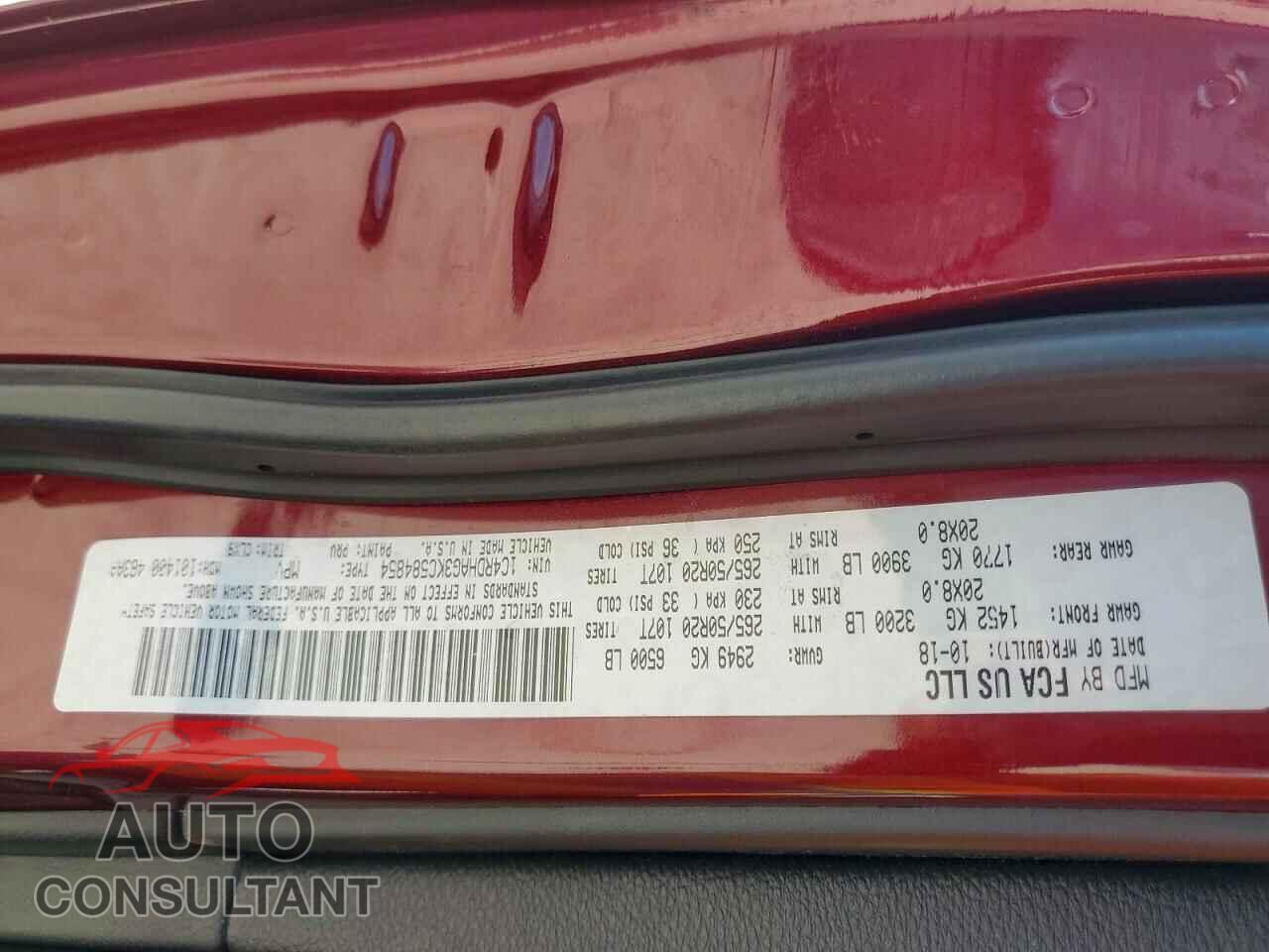 DODGE DURANGO 2019 - 1C4RDHAG3KC584854