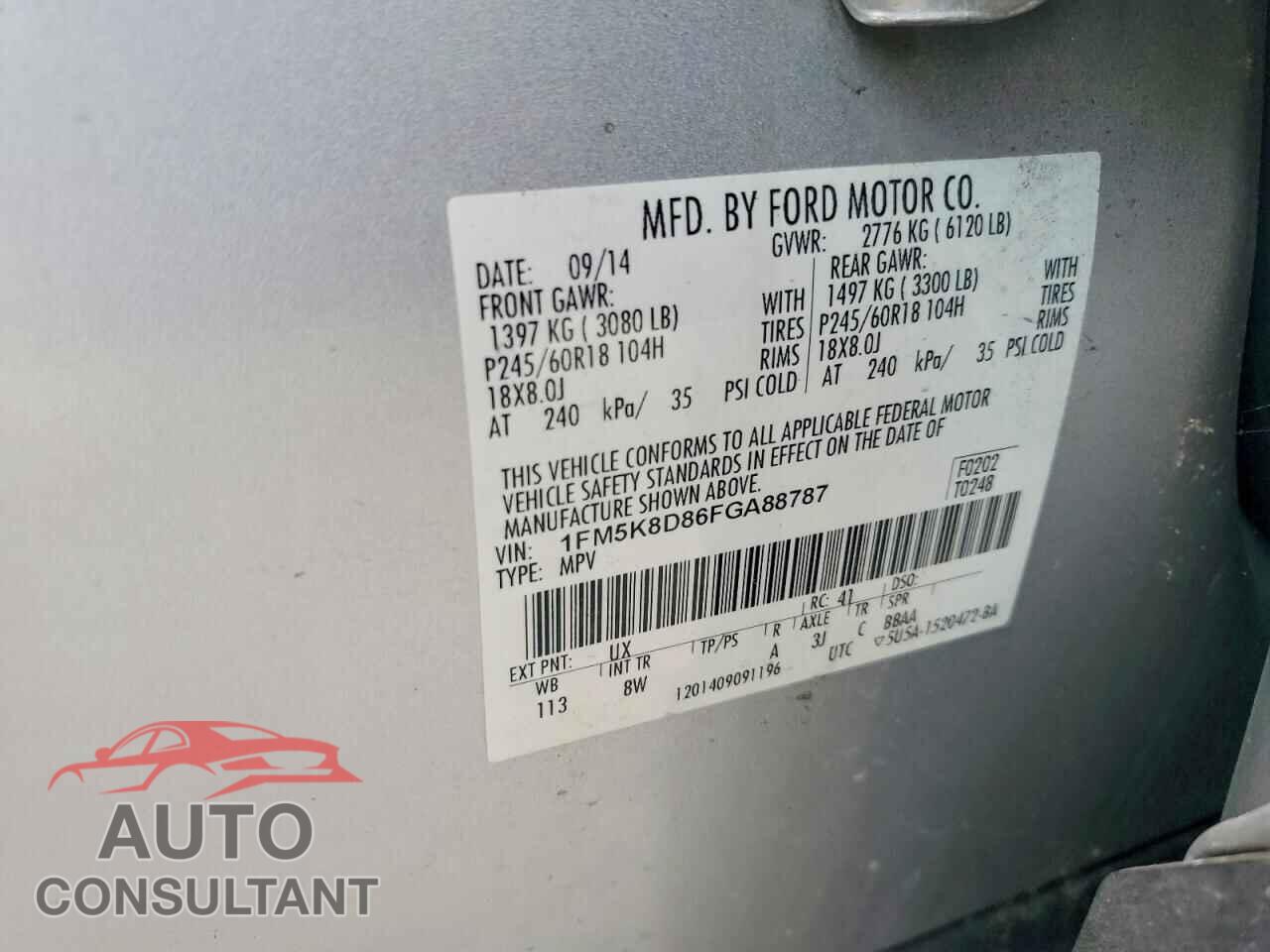 FORD EXPLORER 2015 - 1FM5K8D86FGA88787