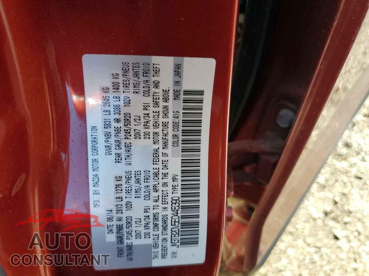 MAZDA CX-9 2014 - JM3TB2DV5E0445390