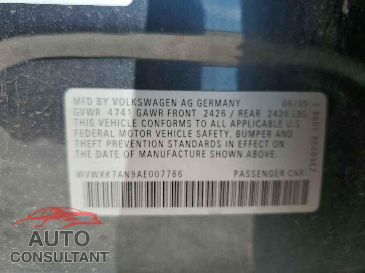 VOLKSWAGEN PASSAT 2010 - WVWXK7AN9AE007786