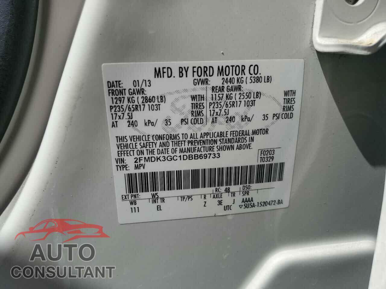 FORD EDGE 2013 - 2FMDK3GC1DBB69733