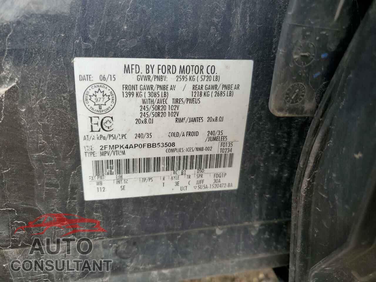 FORD EDGE 2015 - 2FMPK4AP0FBB53508