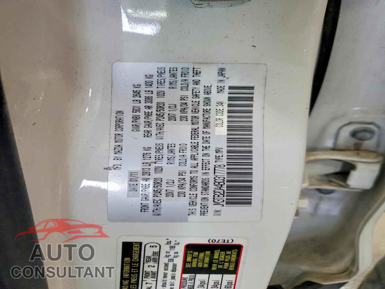 MAZDA CX-9 2011 - JM3TB2DA4B0317778