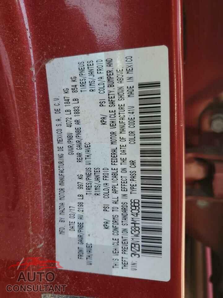 MAZDA 3 2017 - 3MZBN1W38HM140966