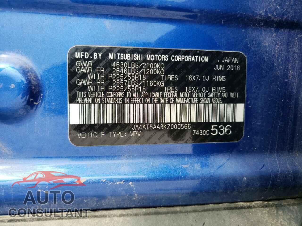 MITSUBISHI ECLIPSE 2019 - JA4AT5AA3KZ000566