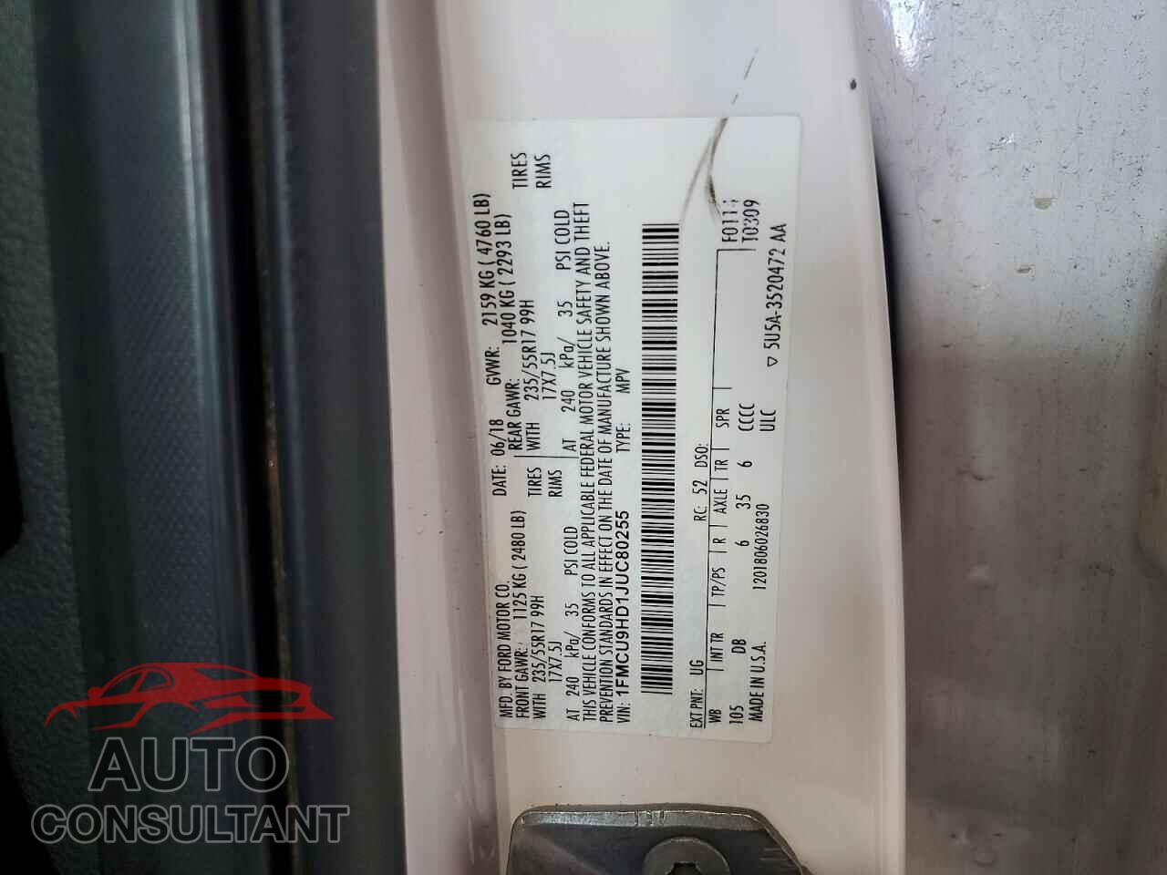 FORD ESCAPE 2018 - 1FMCU9HD1JUC80255