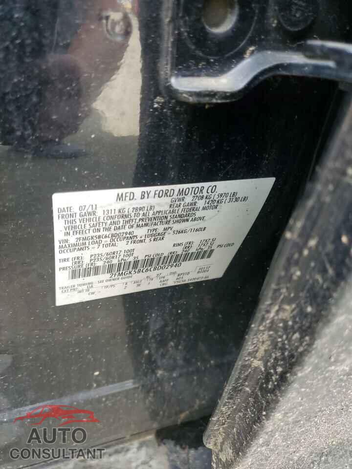 FORD FLEX 2012 - 2FMGK5BC6CBD02940