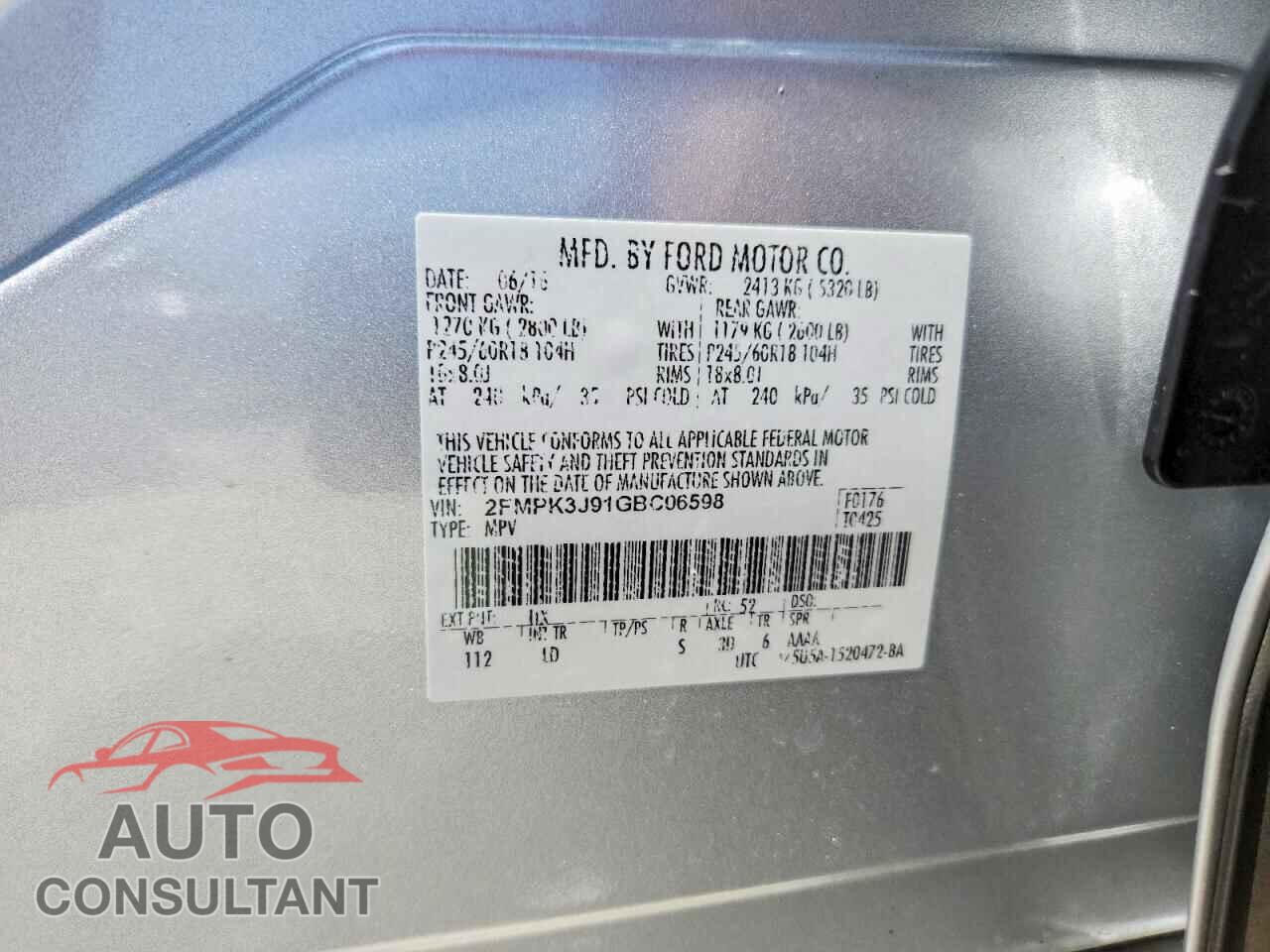 FORD EDGE 2016 - 2FMPK3J91GBC06598