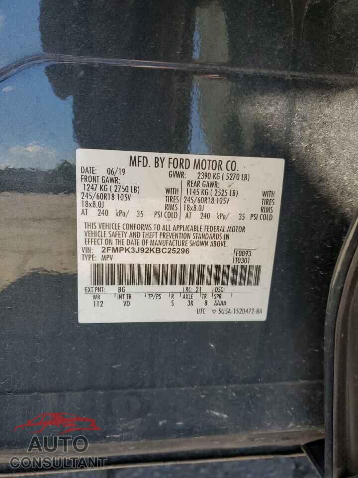 FORD EDGE 2019 - 2FMPK3J92KBC25296