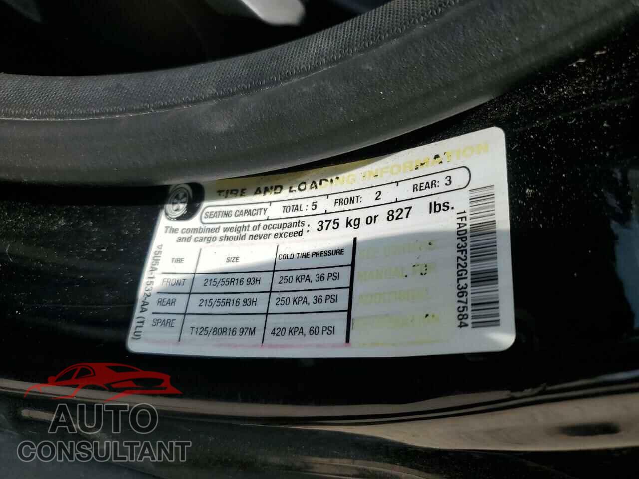 FORD FOCUS 2016 - 1FADP3F22GL367584