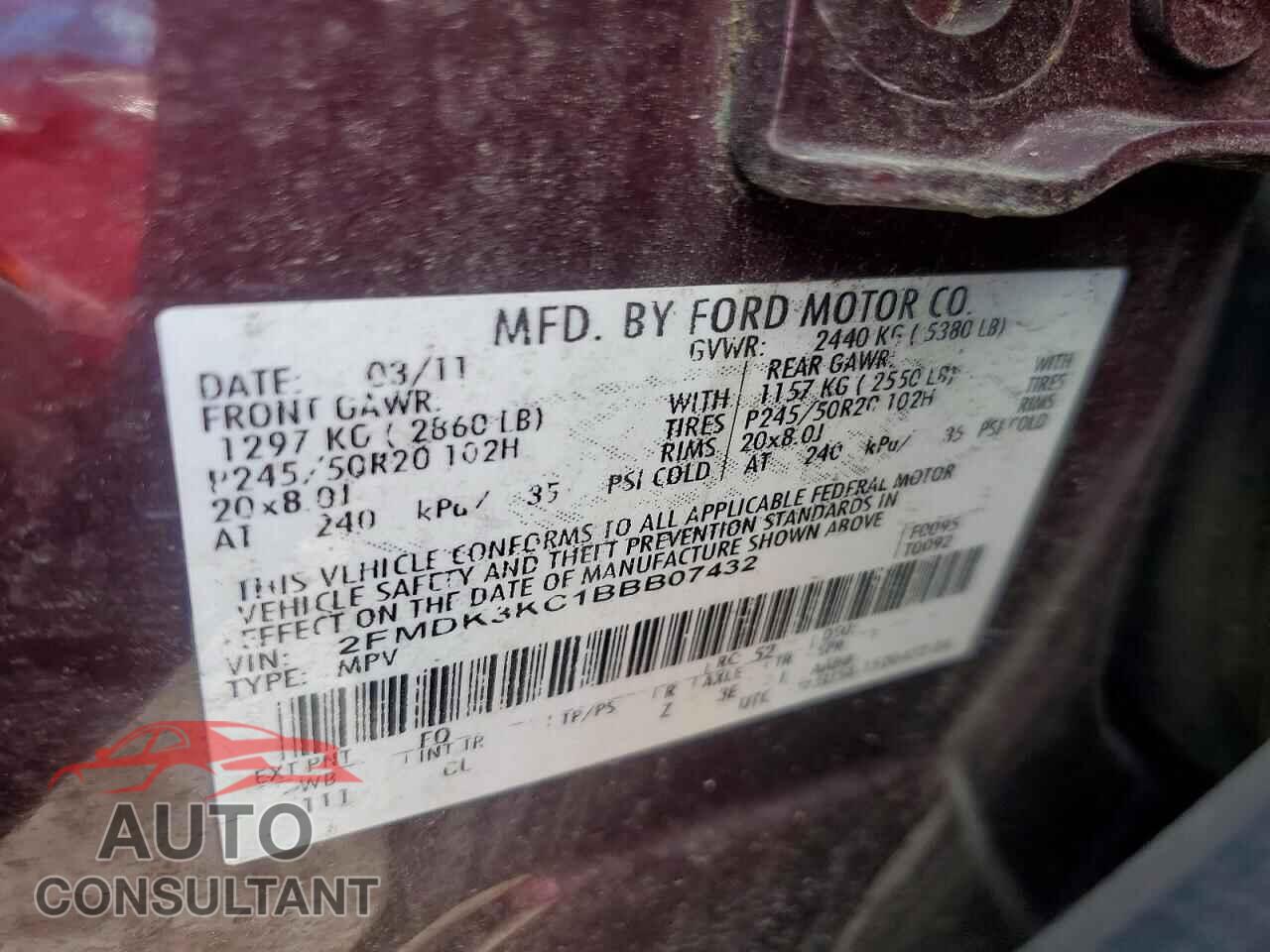 FORD EDGE 2011 - 2FMDK3KC1BBB07432