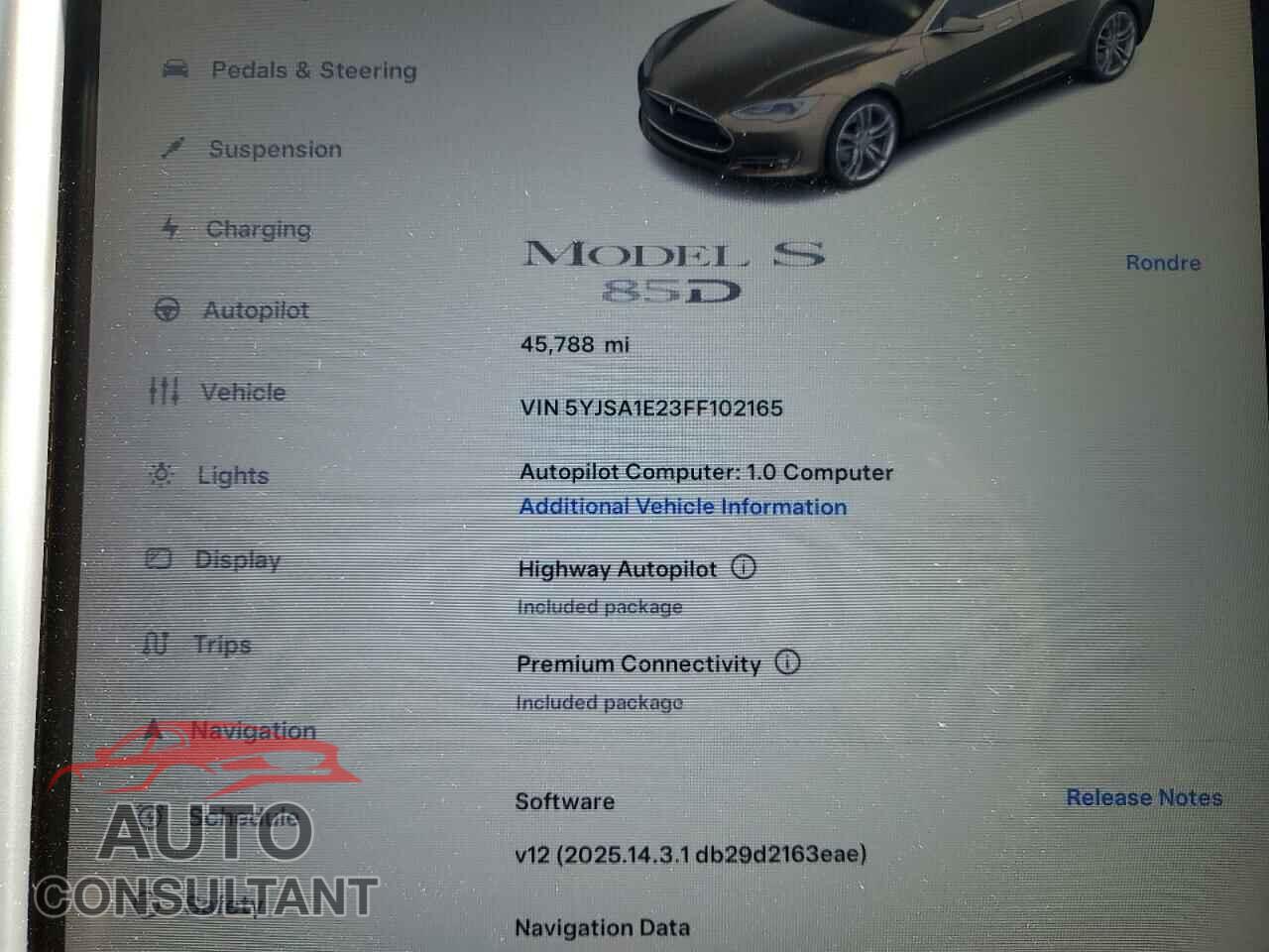 TESLA MODEL S 2015 - 5YJSA1E23FF102165