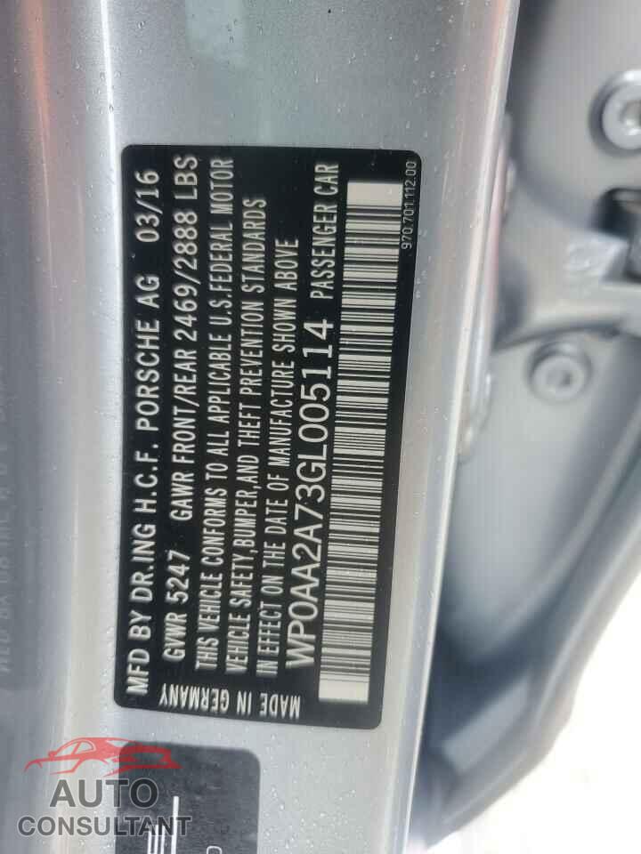 PORSCHE PANAMERA 2016 - WP0AA2A73GL005114