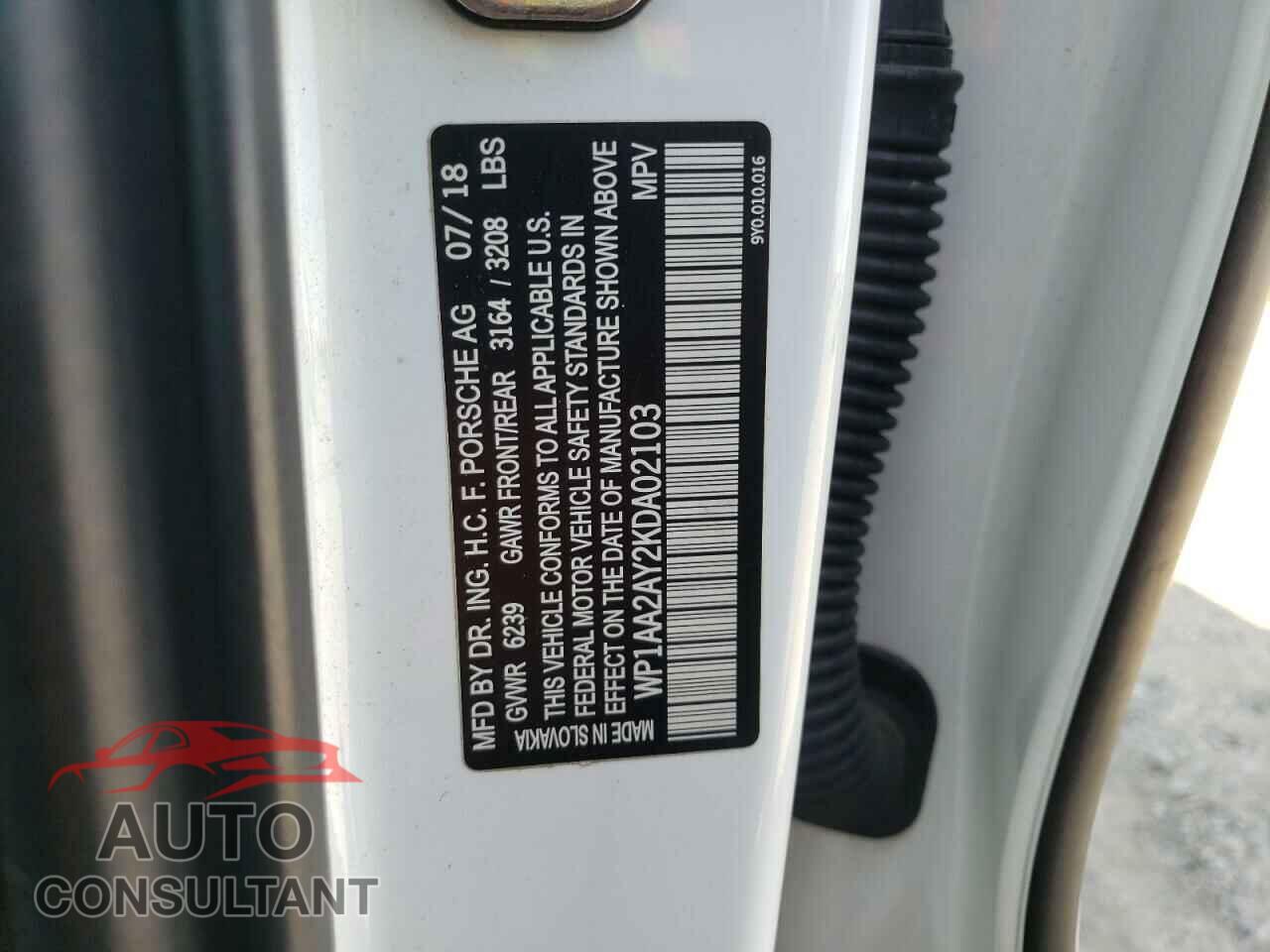 PORSCHE CAYENNE 2019 - WP1AA2AY2KDA02103