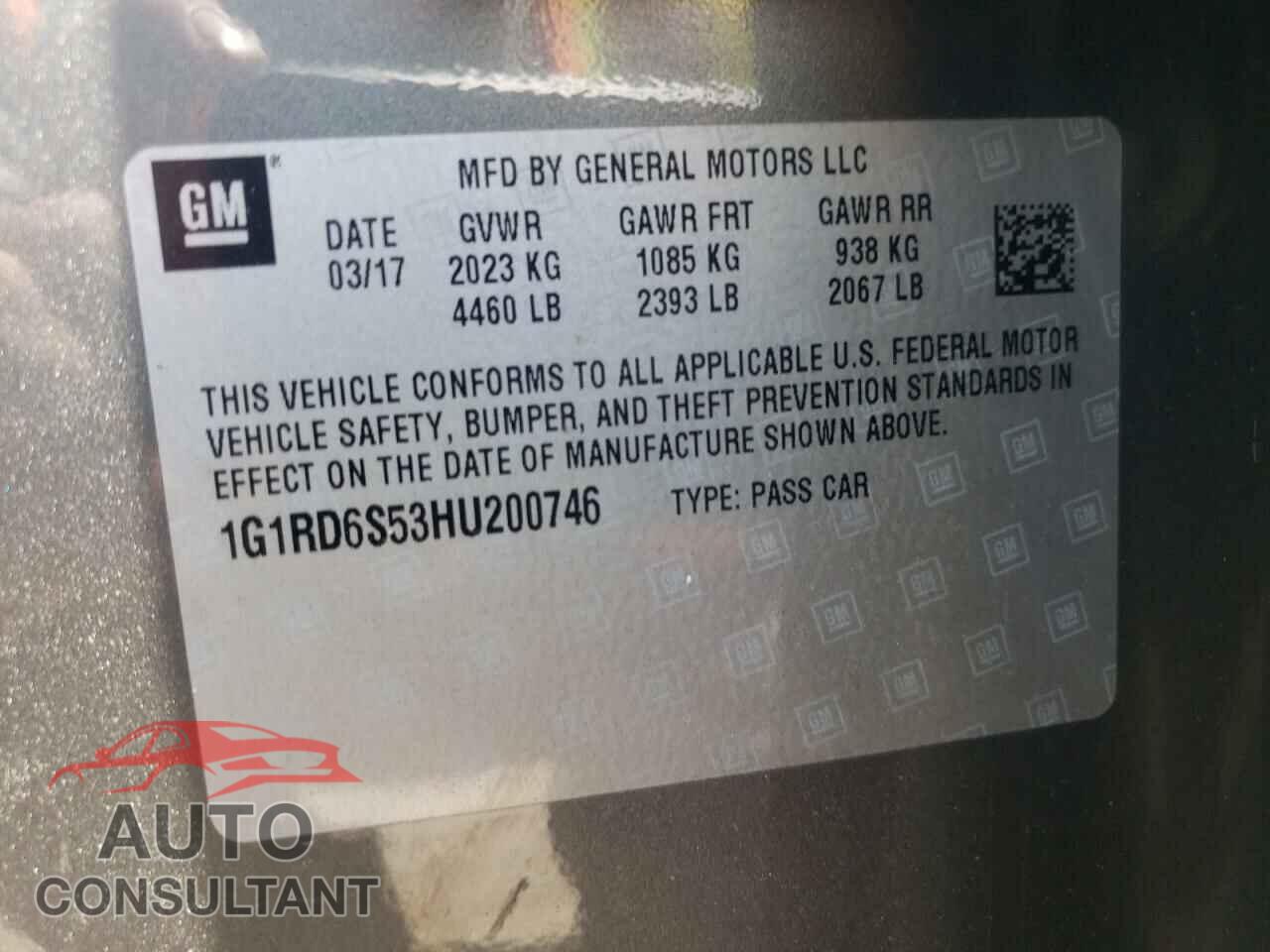 CHEVROLET VOLT 2017 - 1G1RD6S53HU200746
