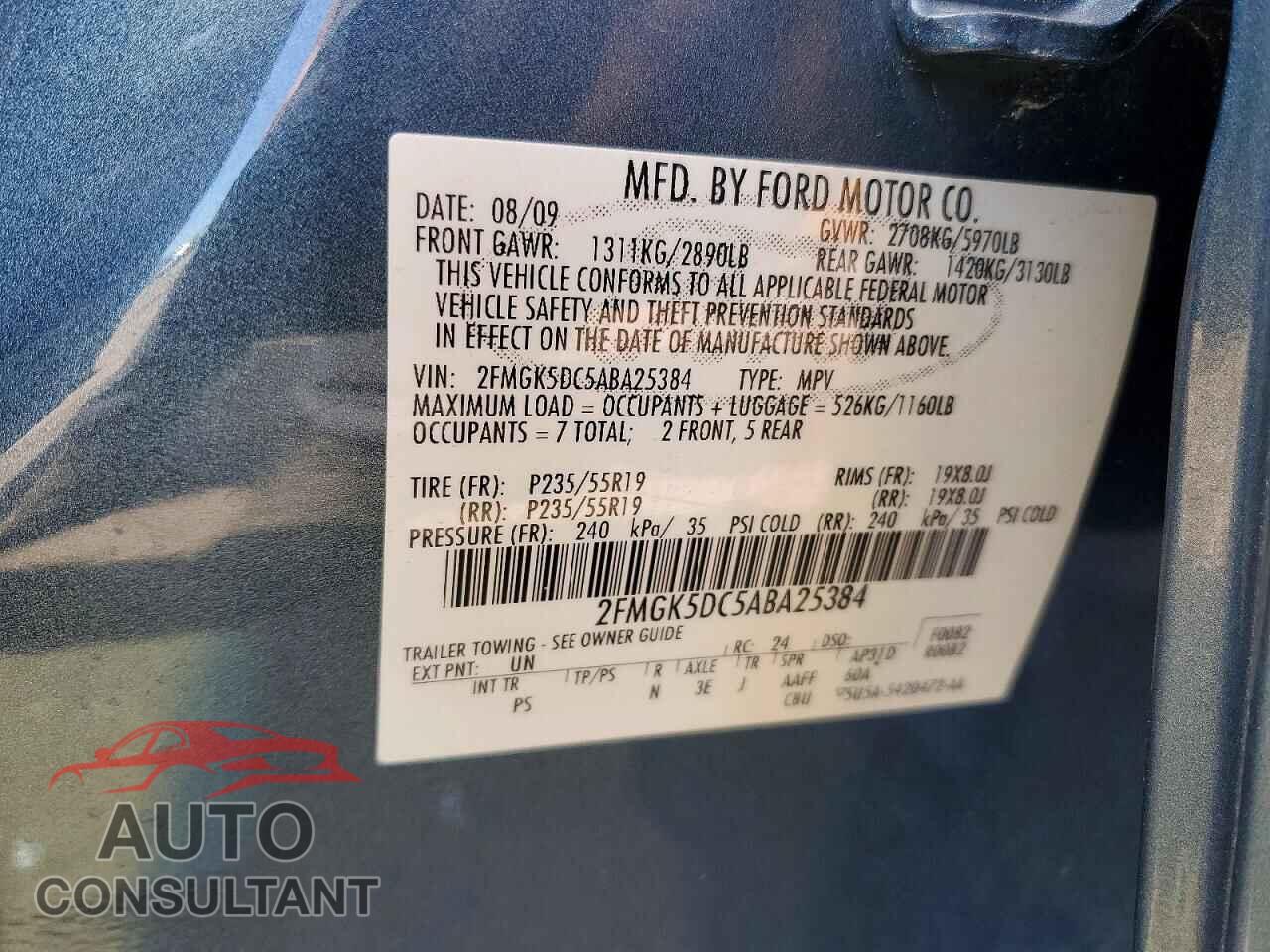 FORD FLEX 2010 - 2FMGK5DC5ABA25384