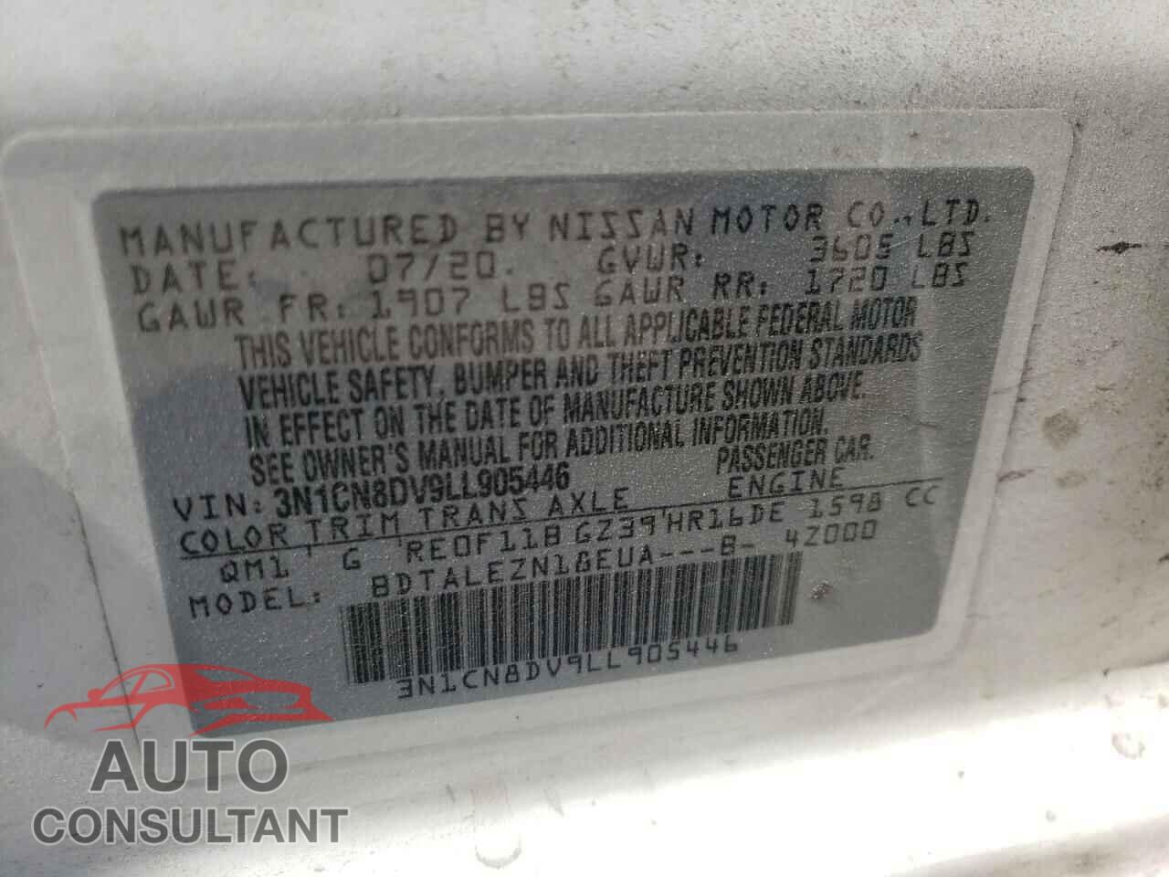 NISSAN VERSA 2020 - 3N1CN8DV9LL905446