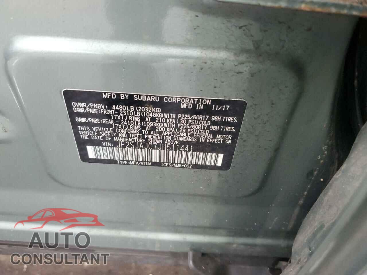 SUBARU FORESTER 2018 - JF2SJAJC7JH511441