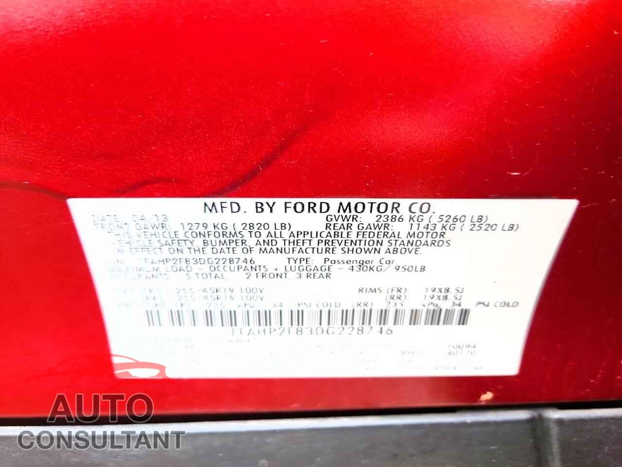 FORD TAURUS 2013 - 1FAHP2F83DG228746