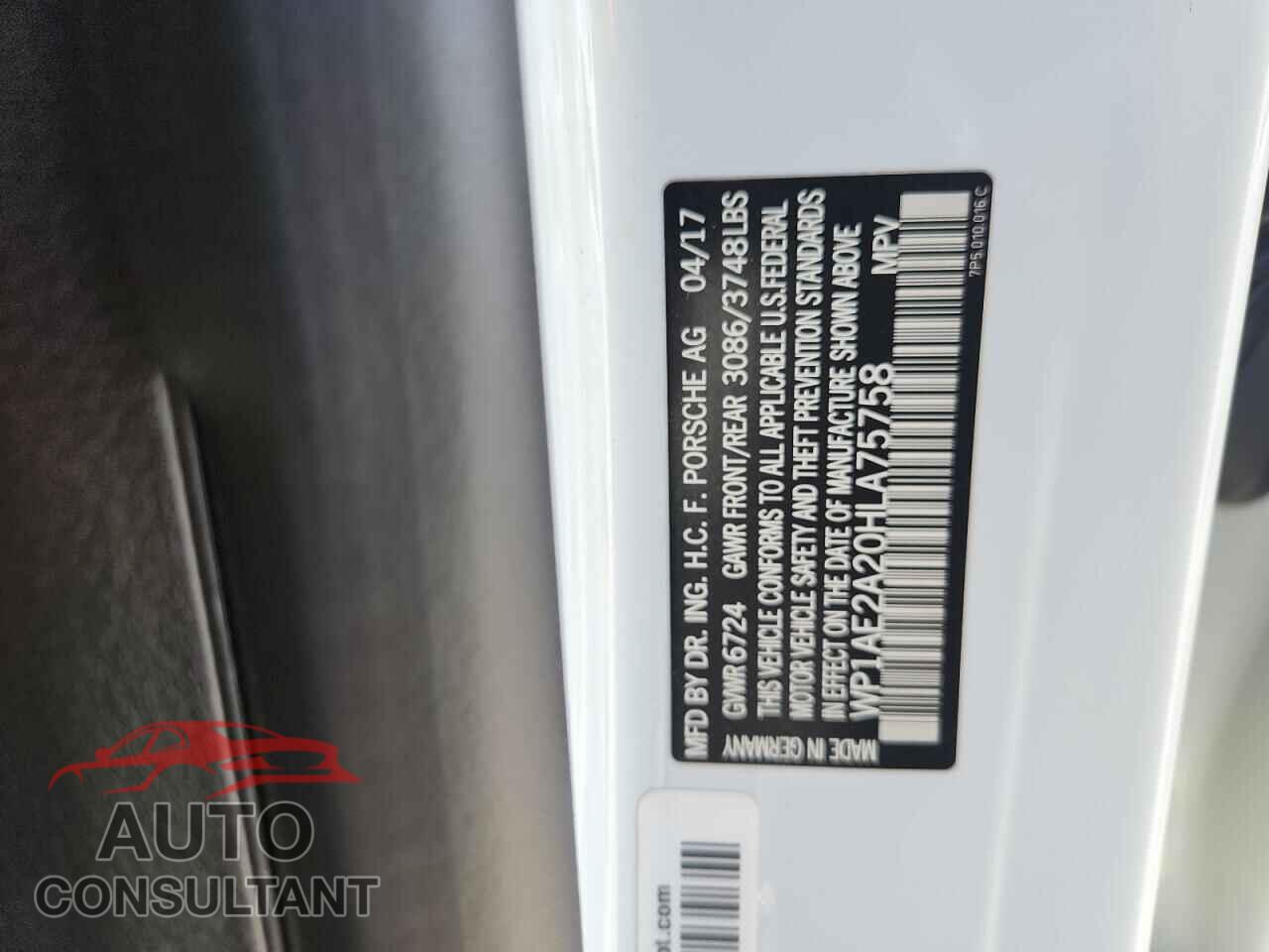 PORSCHE CAYENNE 2017 - WP1AE2A20HLA75758