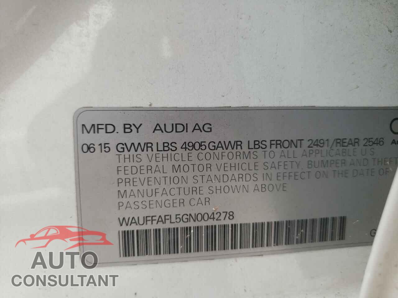 AUDI A4 2016 - WAUFFAFL5GN004278