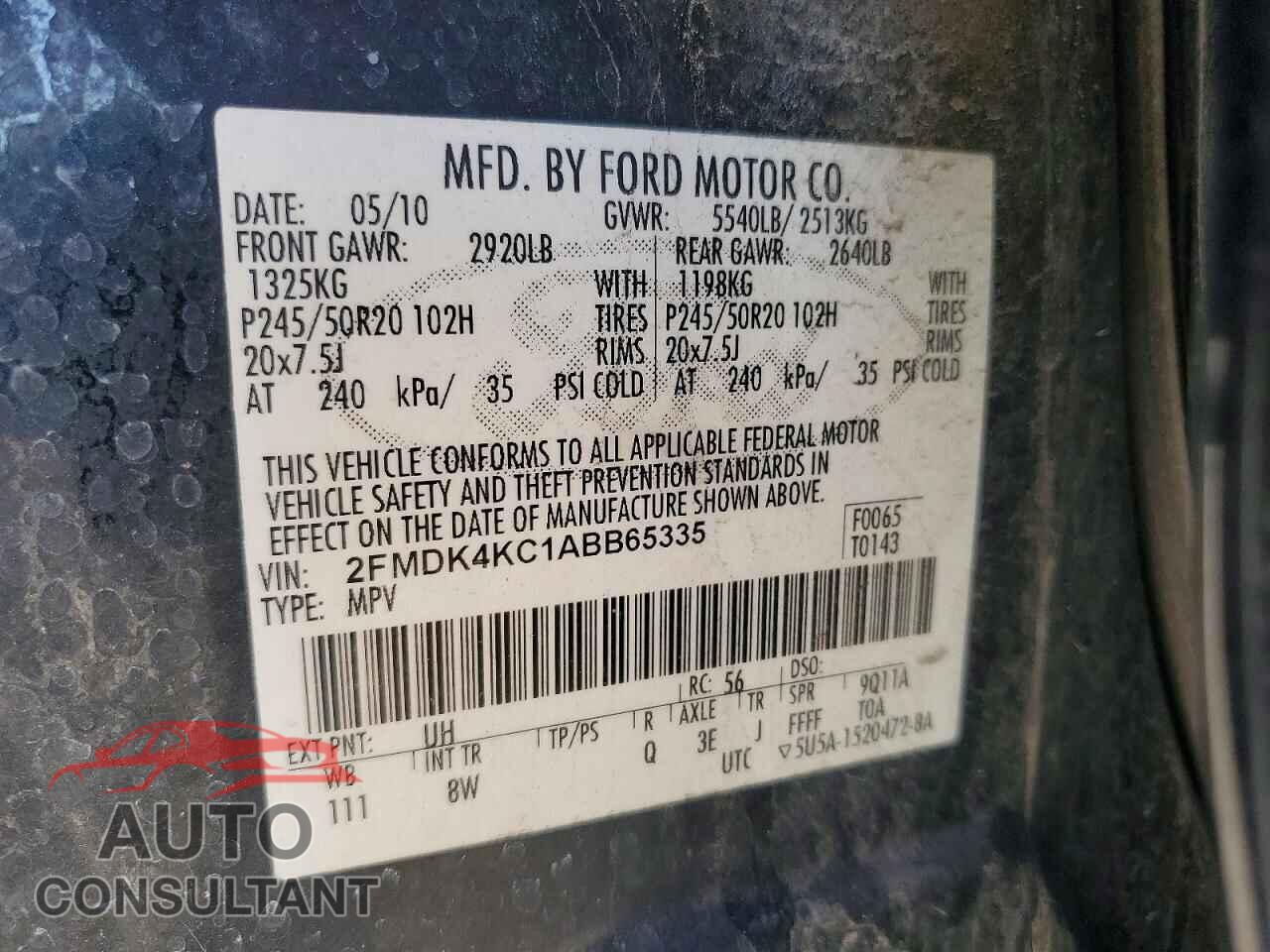 FORD EDGE 2010 - 2FMDK4KC1ABB65335