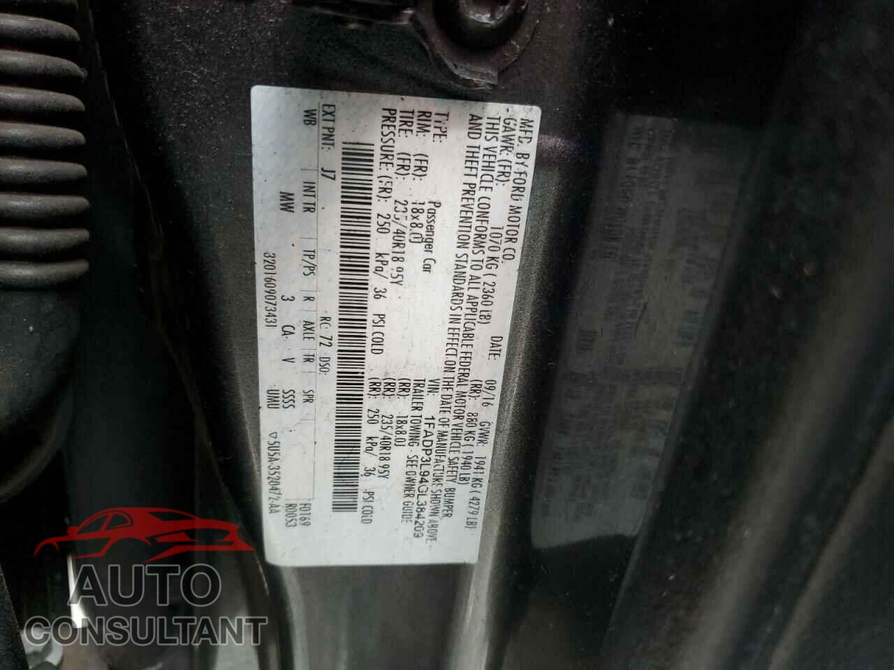 FORD FOCUS 2016 - 1FADP3L94GL384209