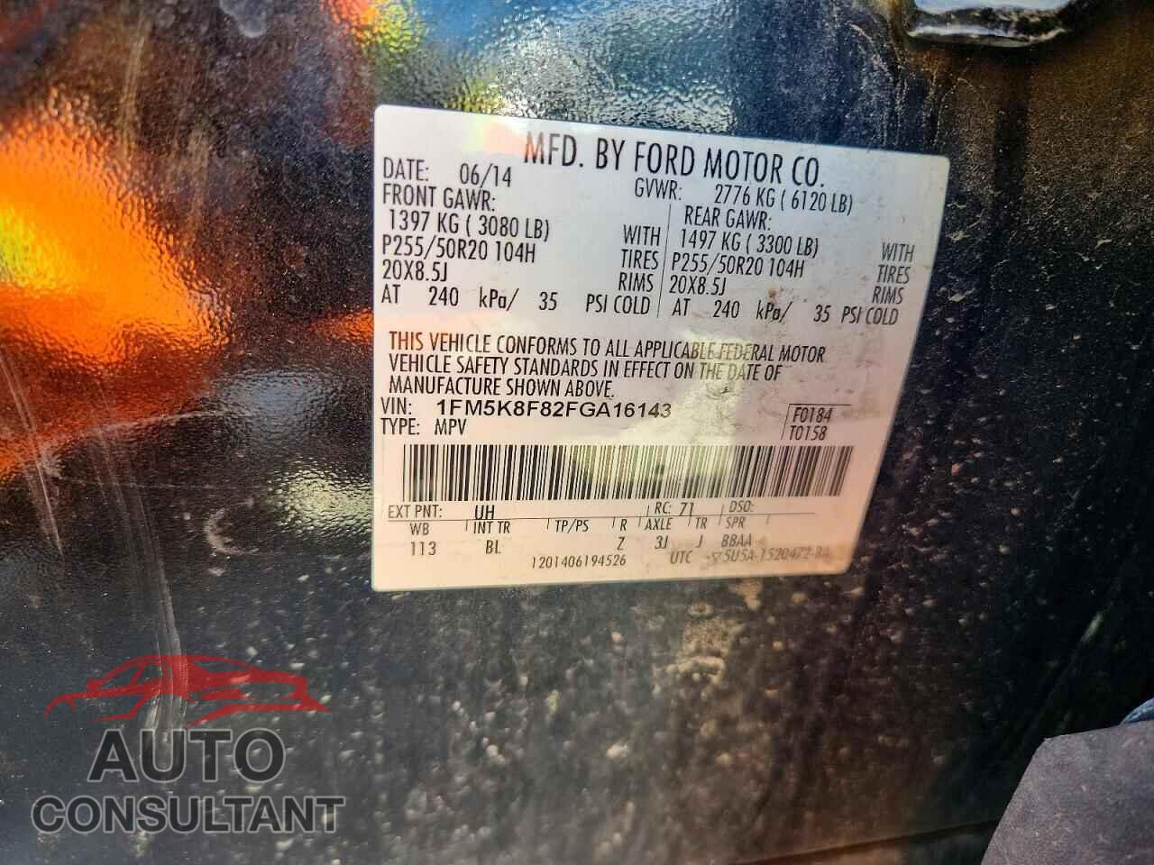 FORD EXPLORER 2015 - 1FM5K8F82FGA16143