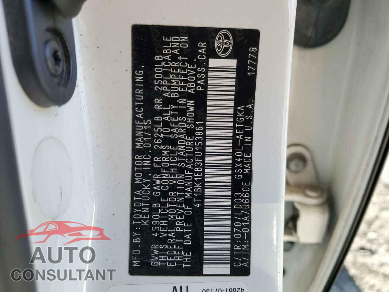 TOYOTA AVALON 2015 - 4T1BK1EB3FU153861
