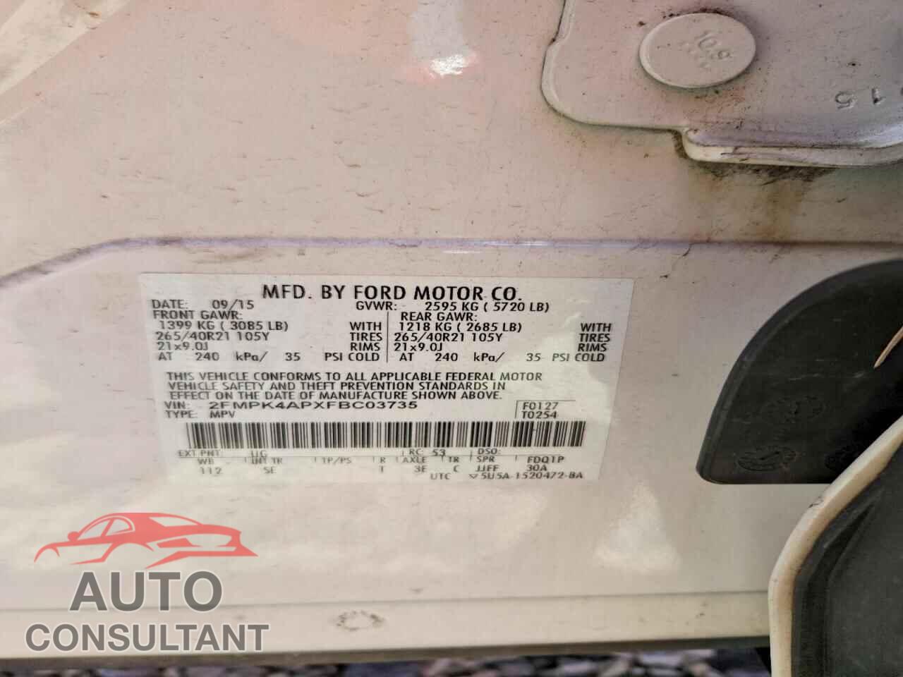 FORD EDGE 2015 - 2FMPK4APXFBC03735