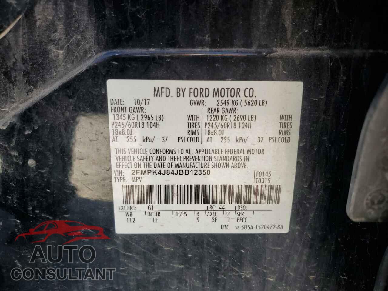 FORD EDGE 2018 - 2FMPK4J84JBB12350