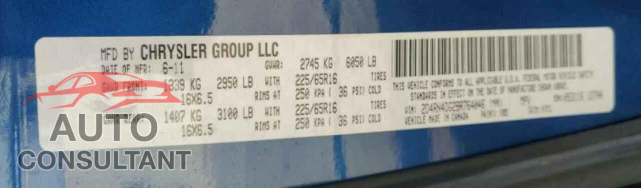 DODGE CARAVAN 2011 - 2D4RN4DG2BR764046