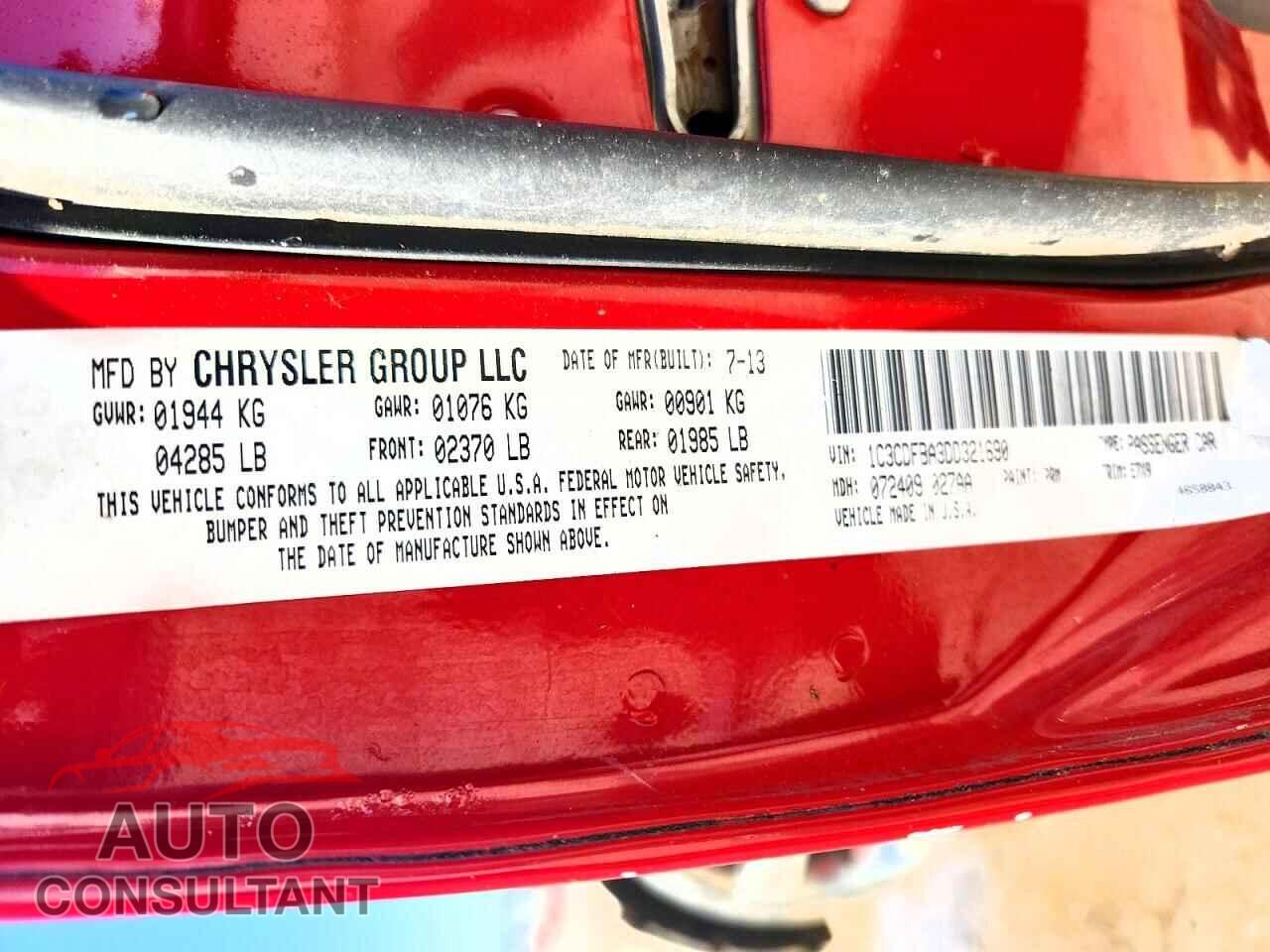 DODGE DART 2013 - 1C3CDFBA3DD321690