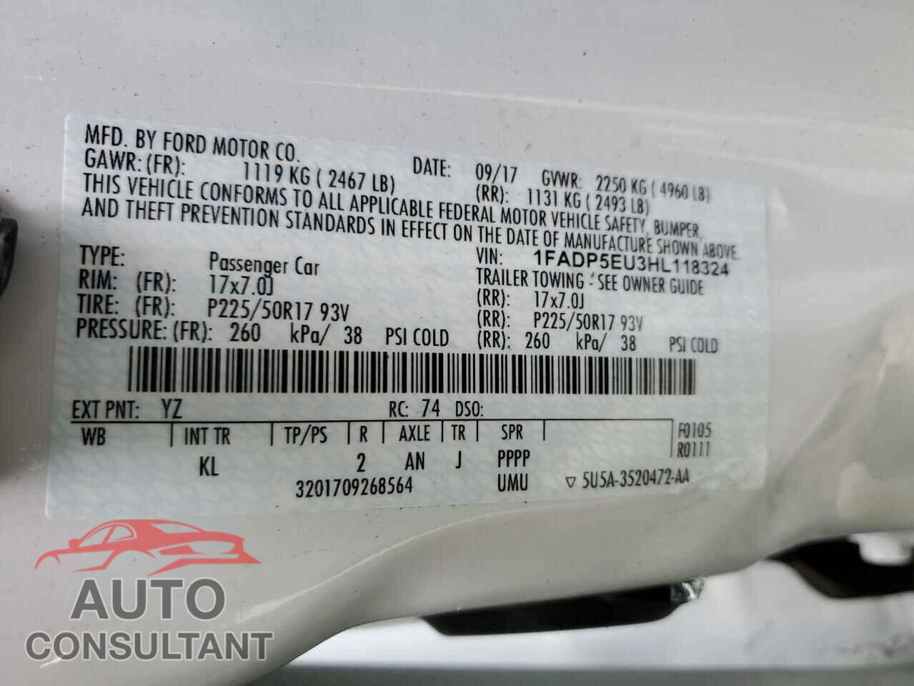 FORD CMAX 2017 - 1FADP5EU3HL118324