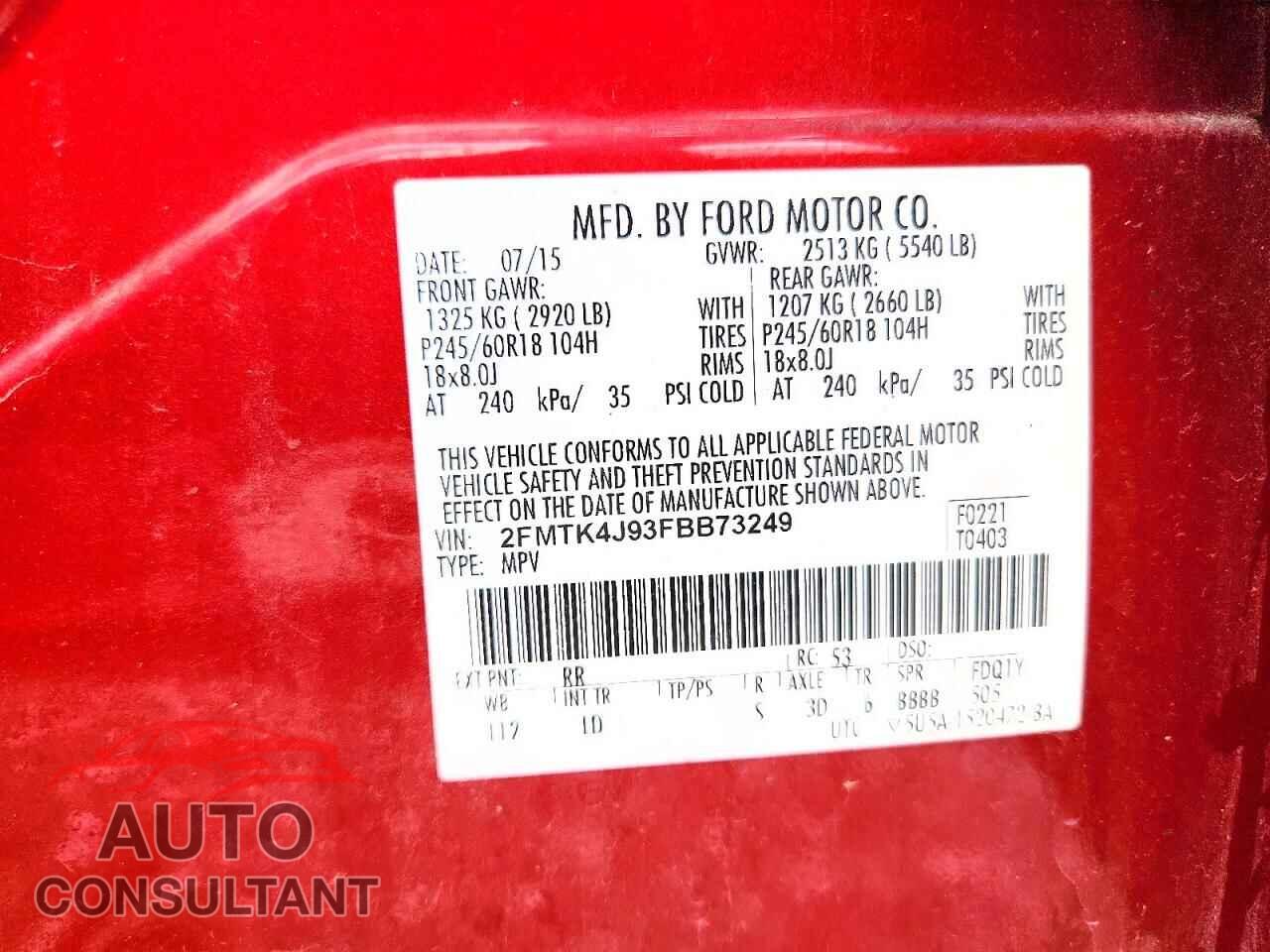 FORD EDGE 2015 - 2FMTK4J93FBB73249