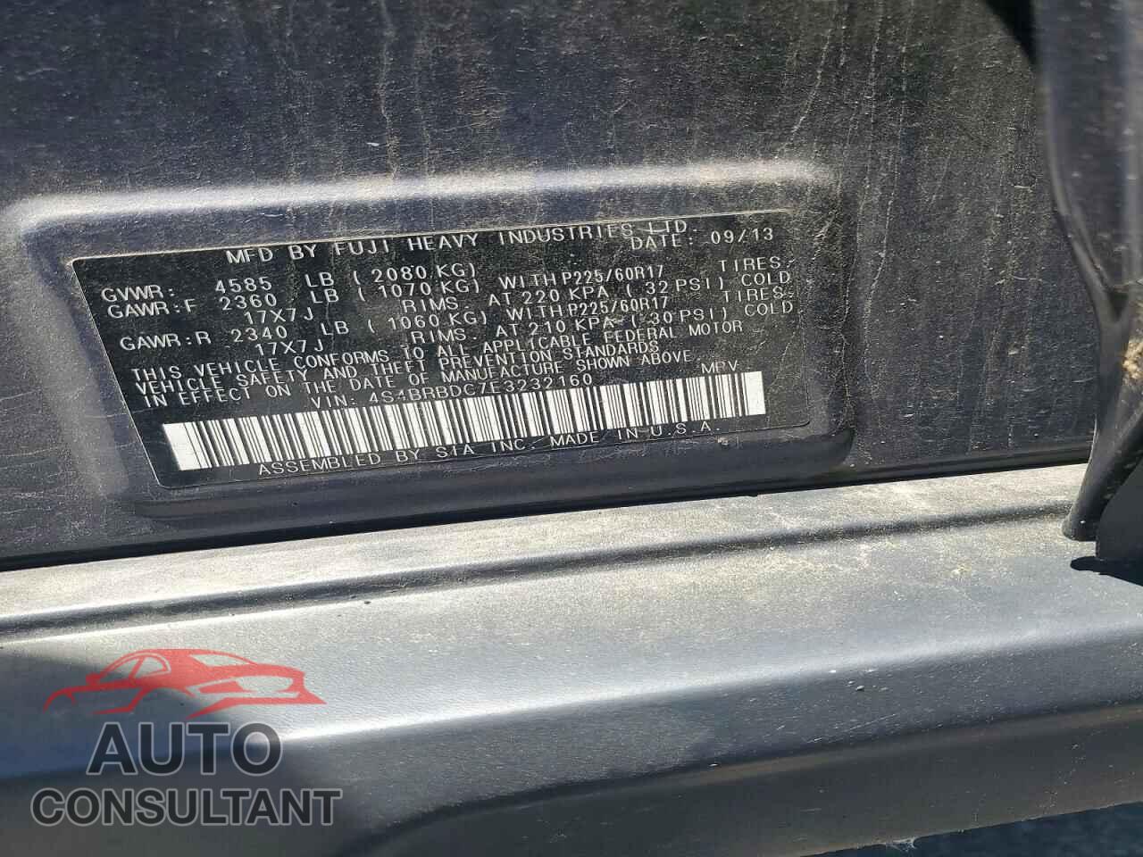 SUBARU OUTBACK 2014 - 4S4BRBDC7E3232160