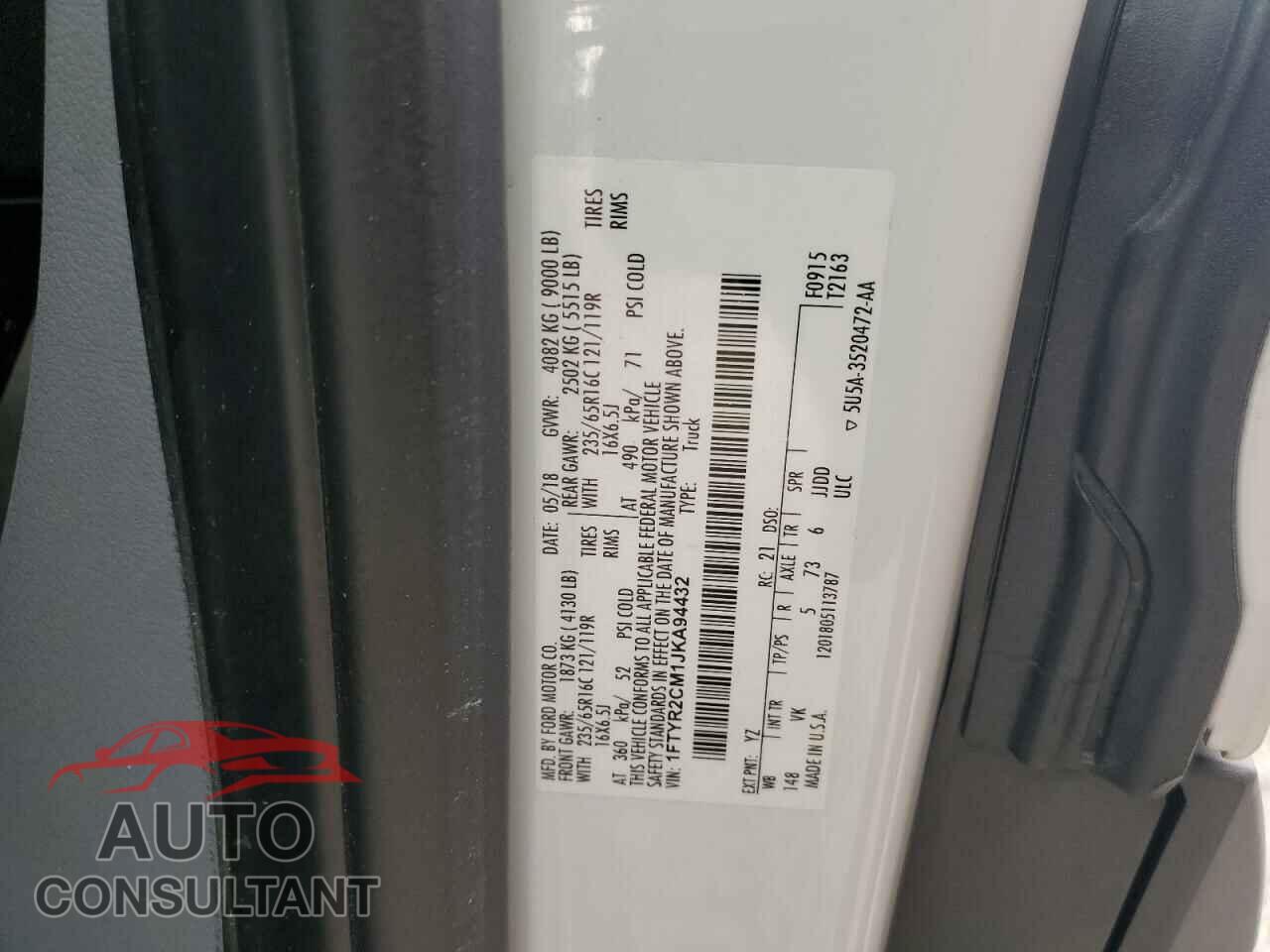 FORD TRANSIT 2018 - 1FTYR2CM1JKA94432