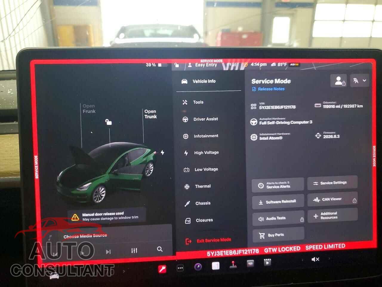 TESLA MODEL 3 2018 - 5YJ3E1EB6JF121178