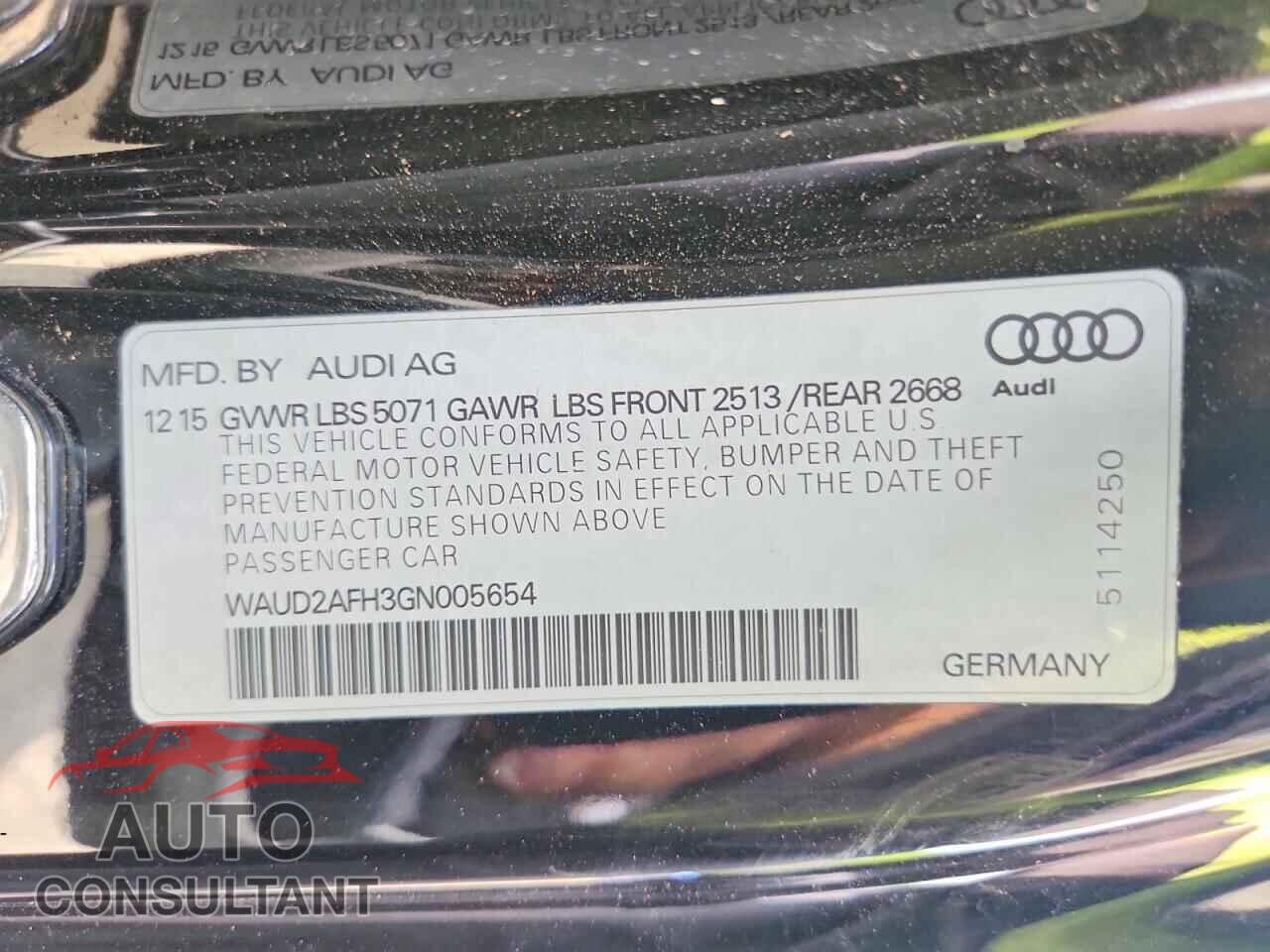 AUDI A5 2016 - WAUD2AFH3GN005654