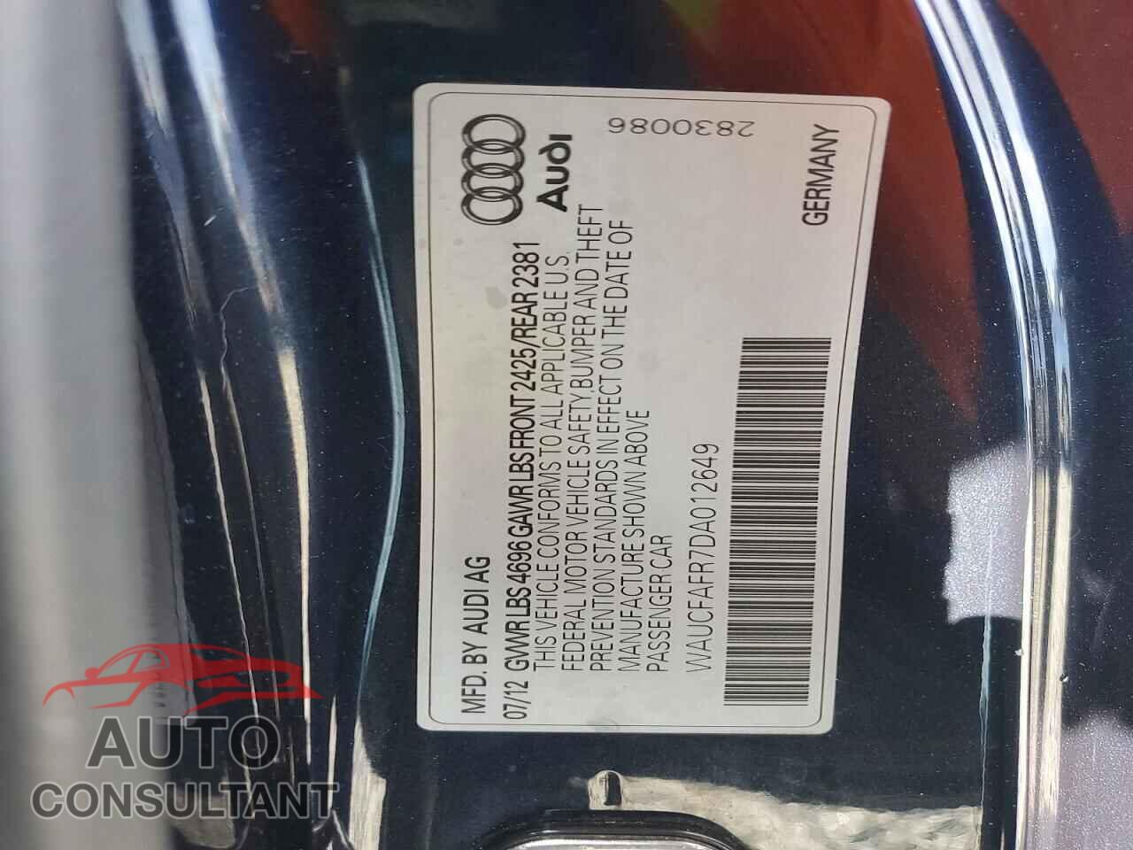 AUDI A5 2013 - WAUCFAFR7DA012649