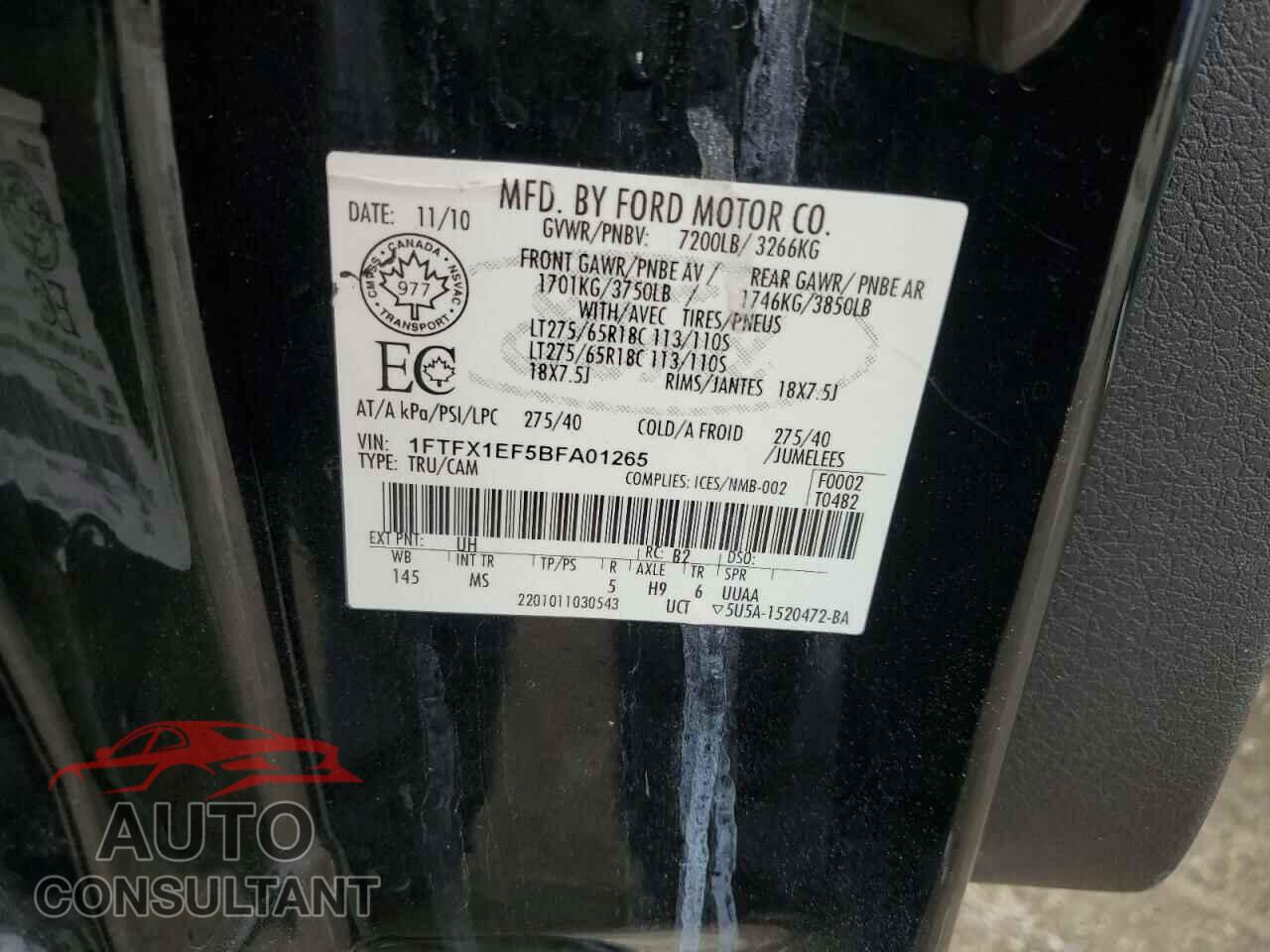 FORD F-150 2011 - 1FTFX1EF5BFA01265