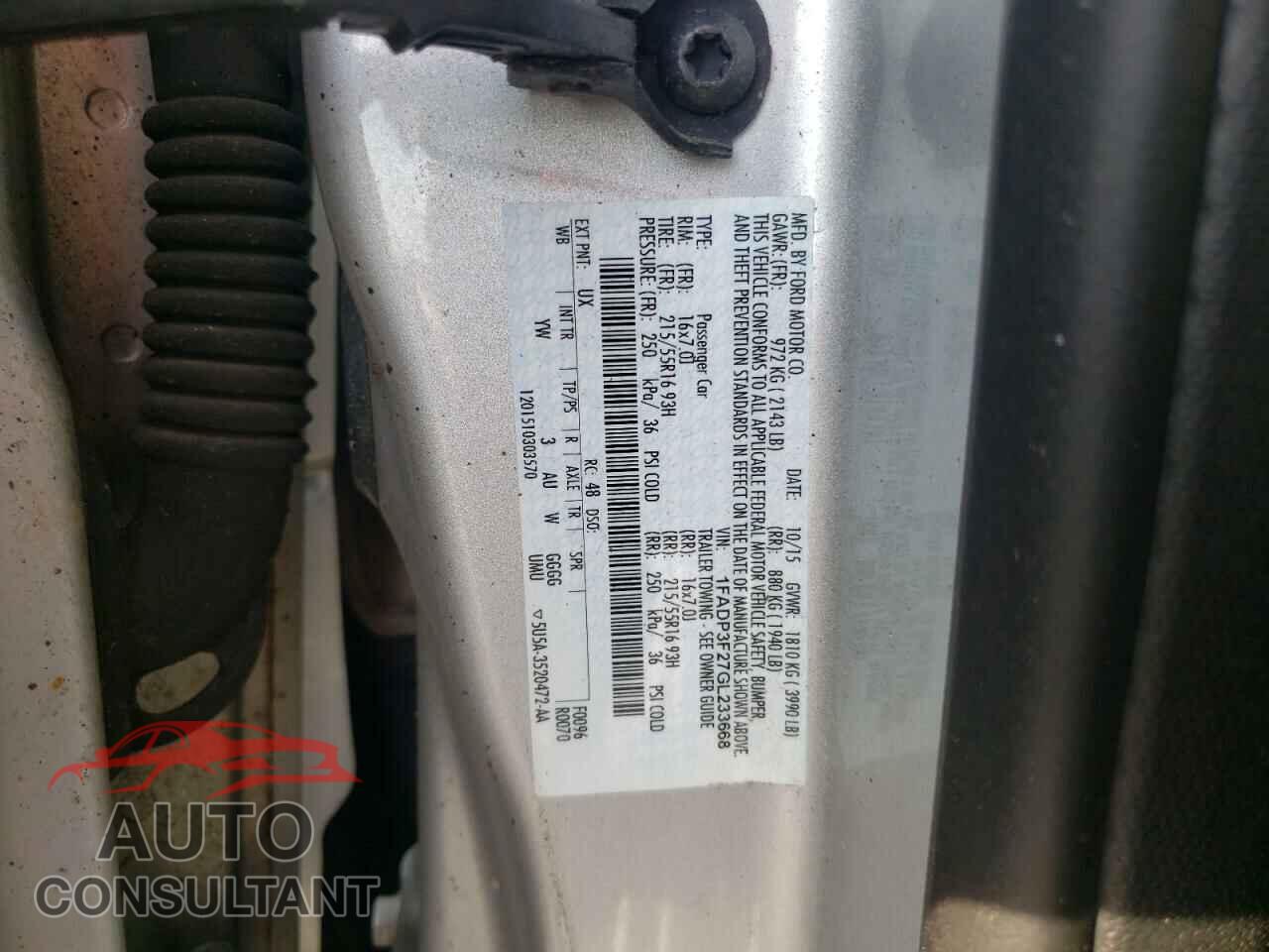 FORD FOCUS 2016 - 1FADP3F27GL233668