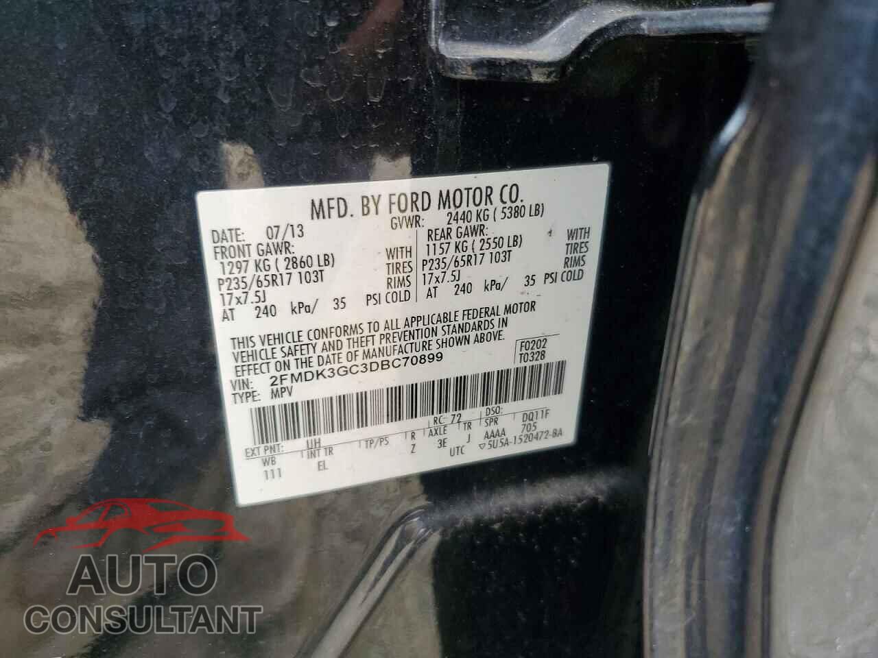 FORD EDGE 2013 - 2FMDK3GC3DBC70899