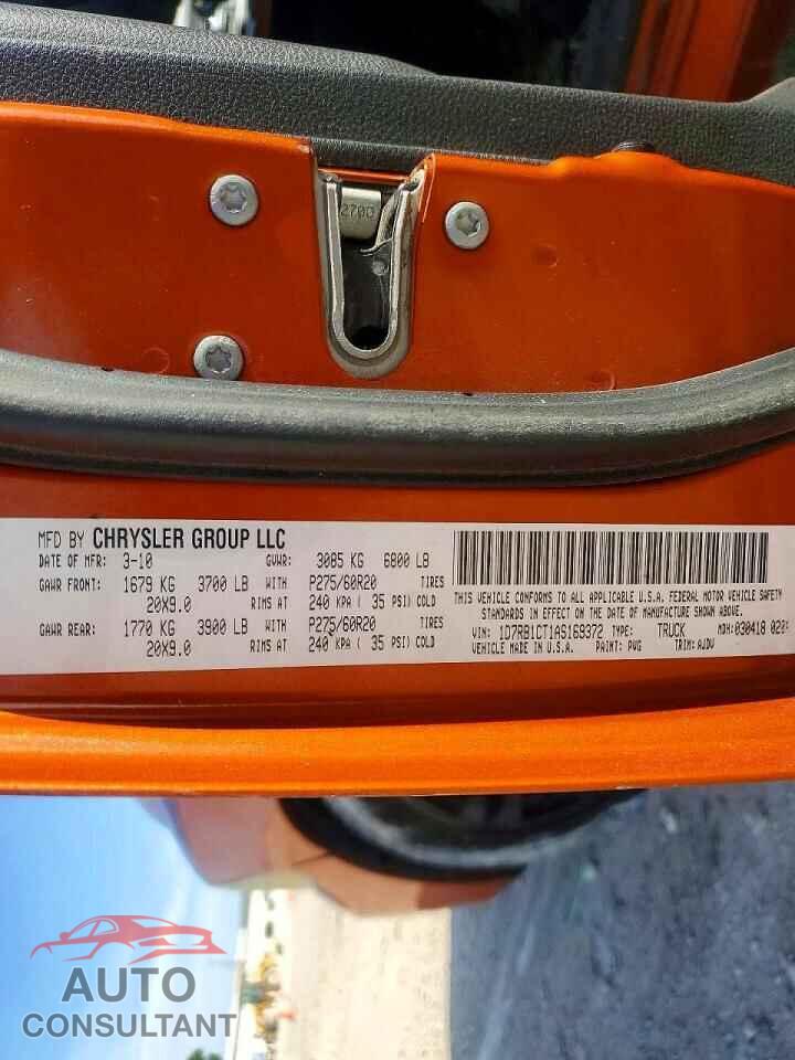 DODGE RAM 1500 2010 - 1D7RB1CT1AS169372