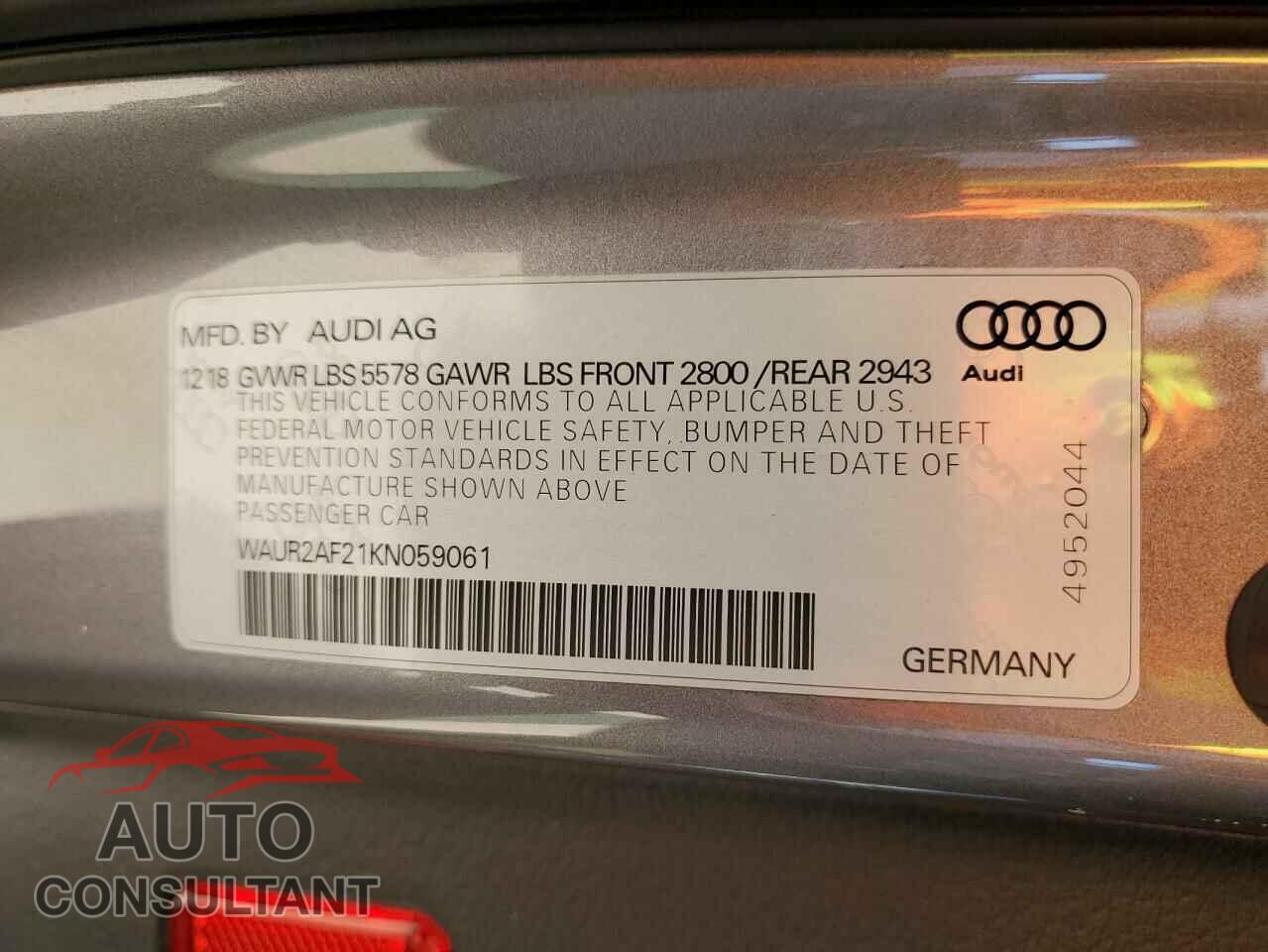 AUDI A7 2019 - WAUR2AF21KN059061
