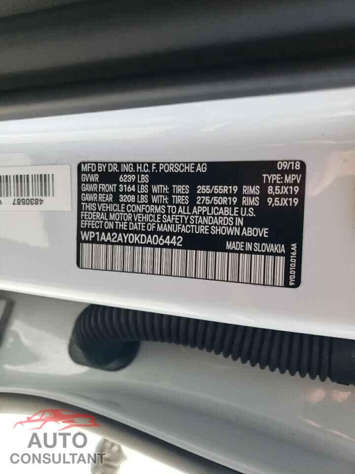 PORSCHE CAYENNE 2019 - WP1AA2AY0KDA06442