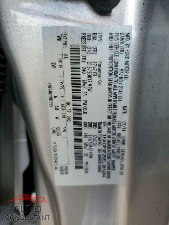 FORD FOCUS 2014 - 1FADP3F29EL381284