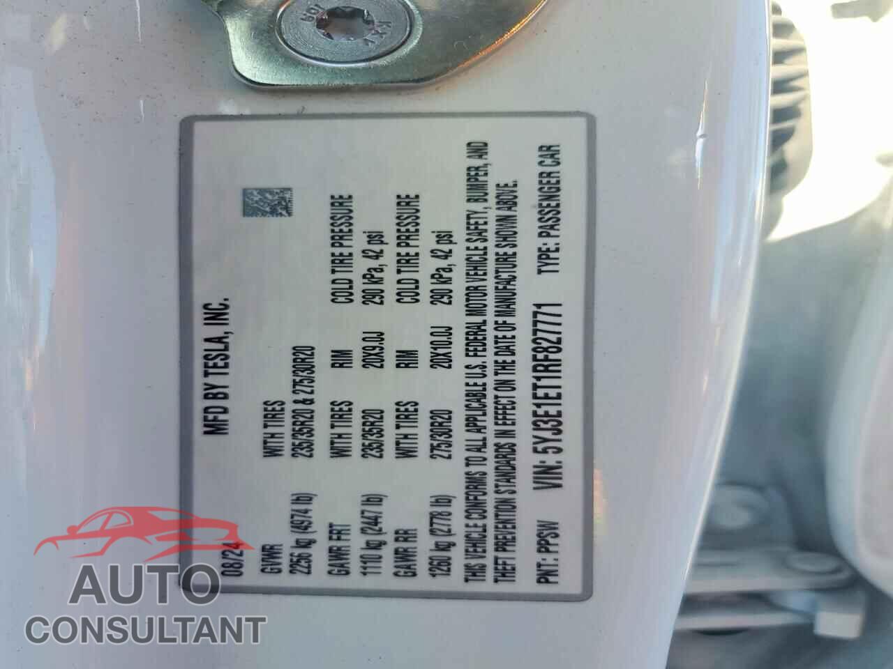 TESLA MODEL 3 2024 - 5YJ3E1ET1RF827771